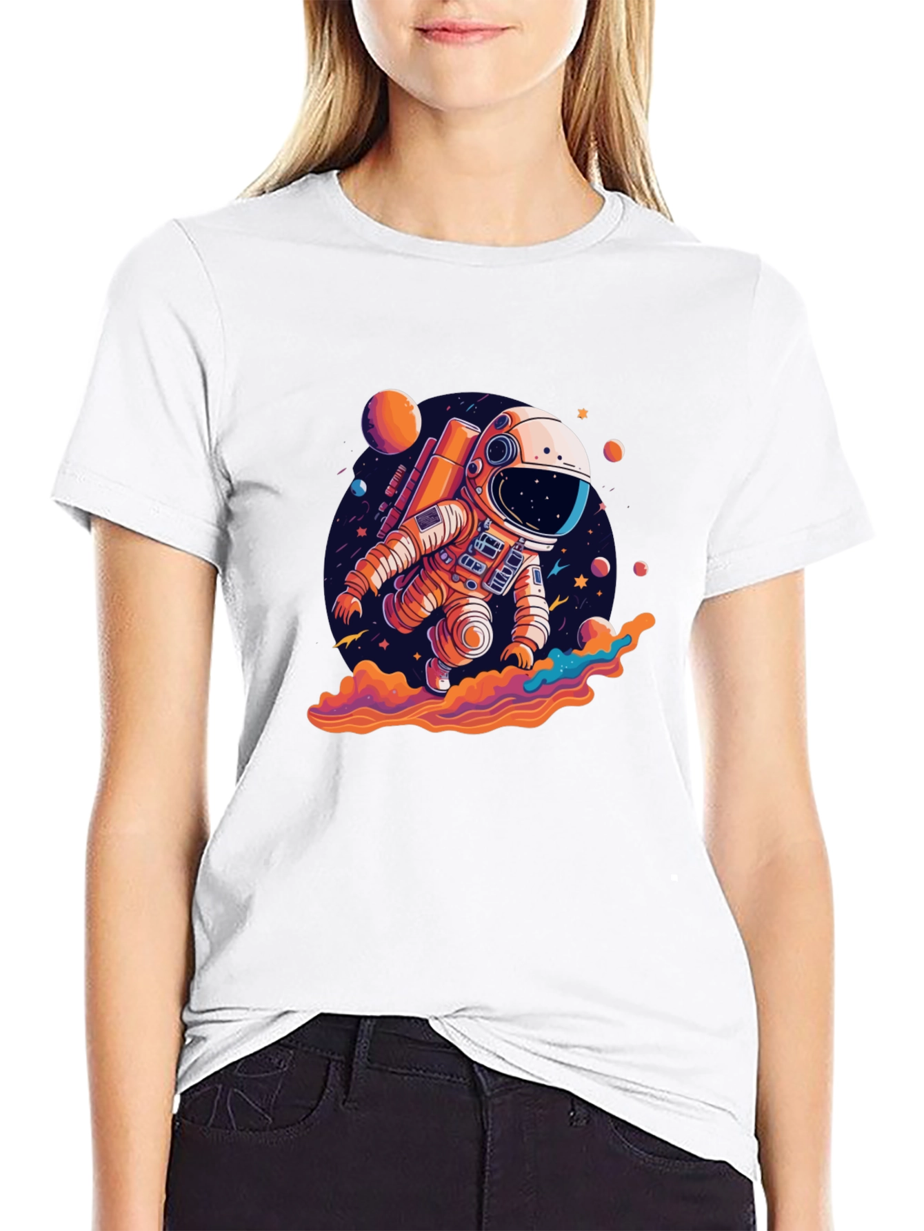 Astronaut in Space Black T-Shirt