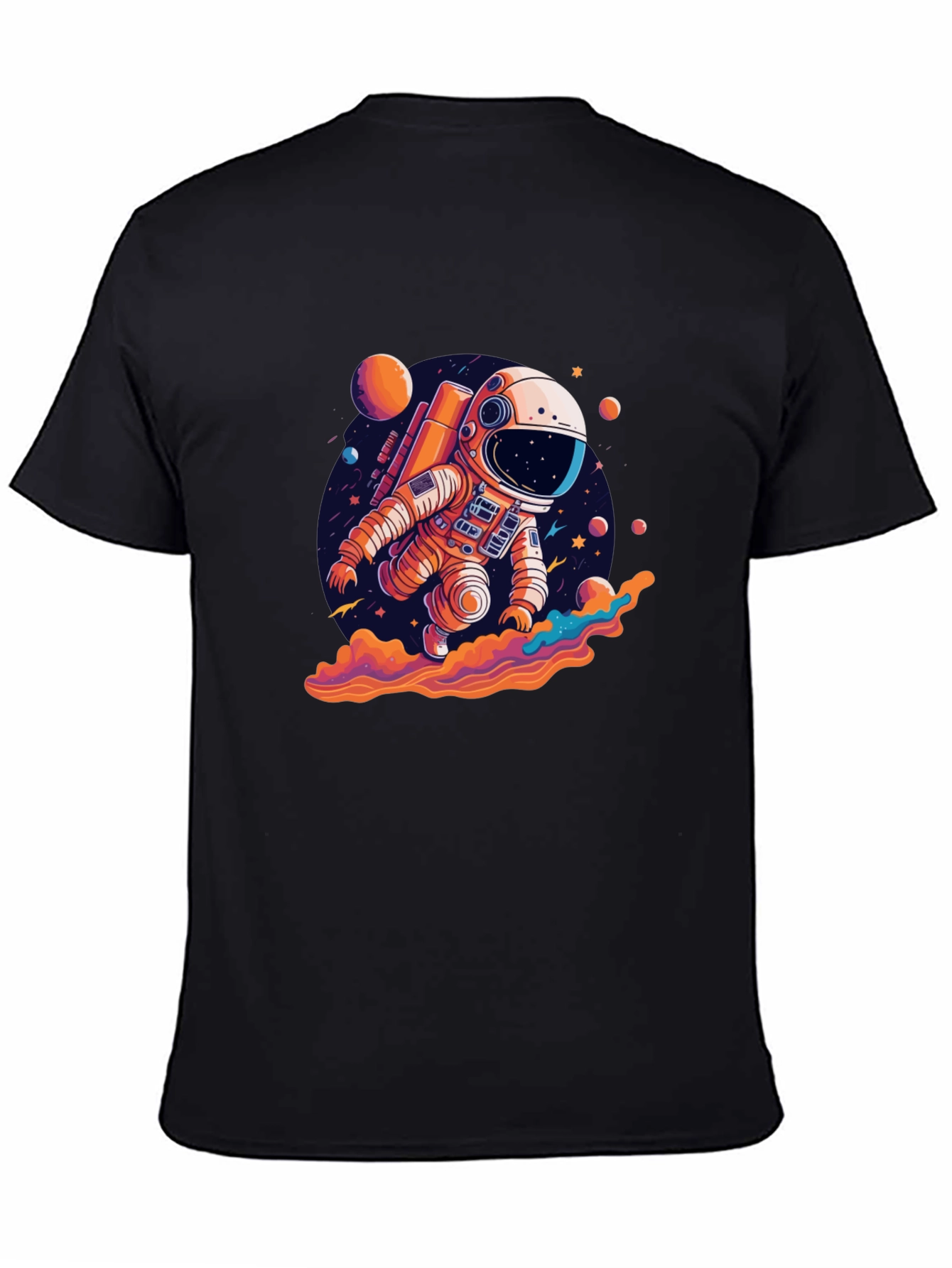 Astronaut in Space Black T-Shirt