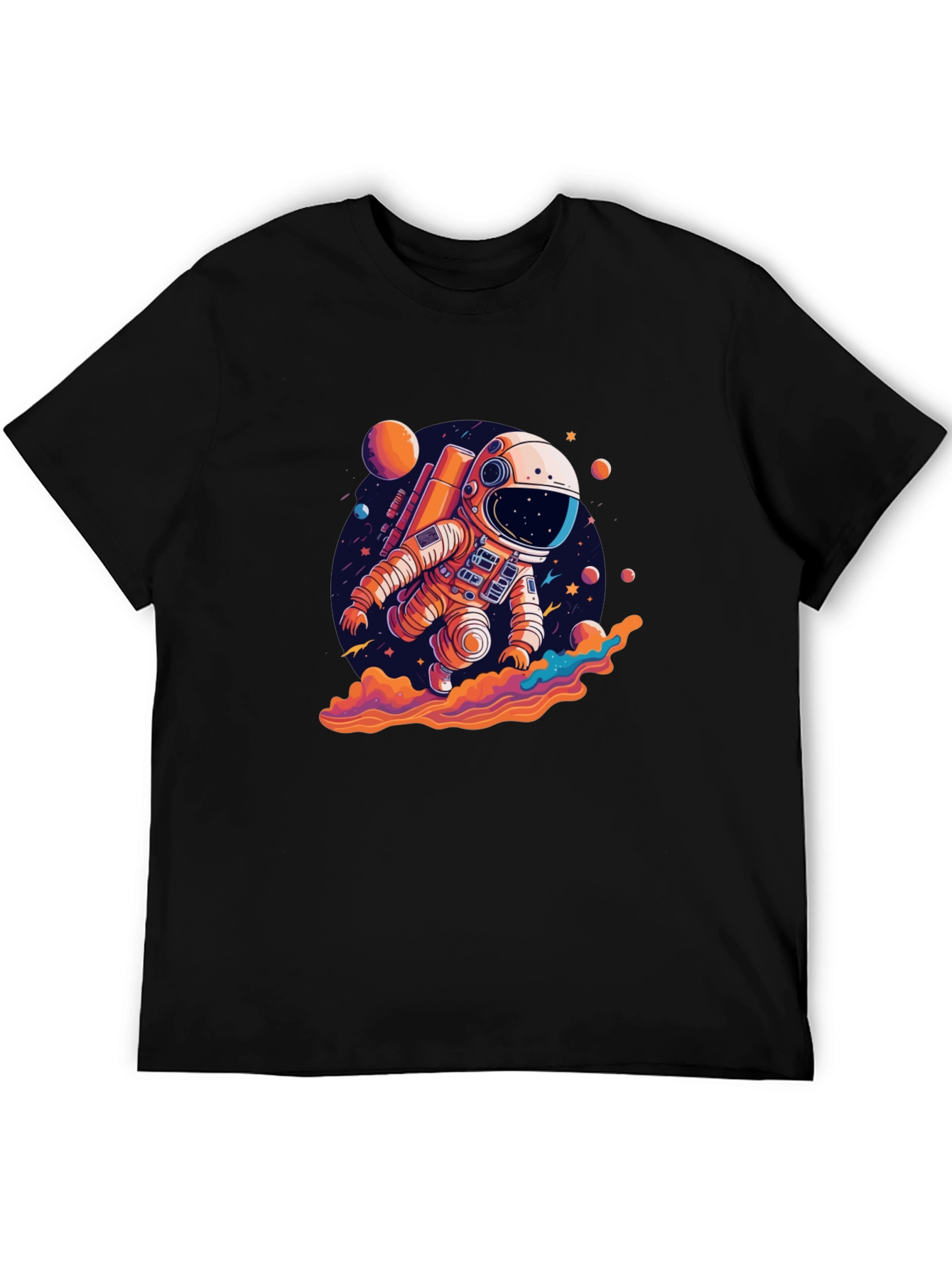 Astronaut in Space Black T-Shirt