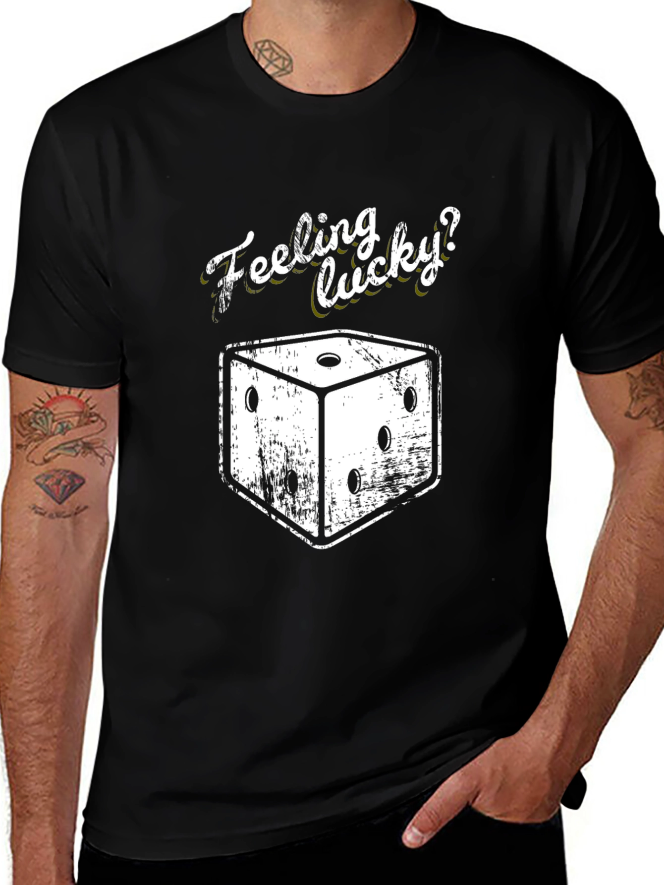 Feeling Lucky Dice Graphic T-Shirt - Black