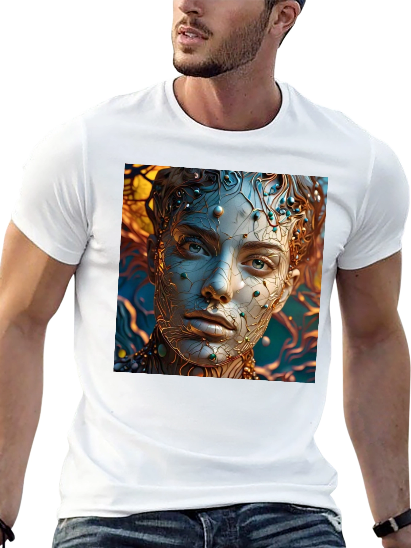 Abstract Portrait Graphic Tee - Unique Artistic Design