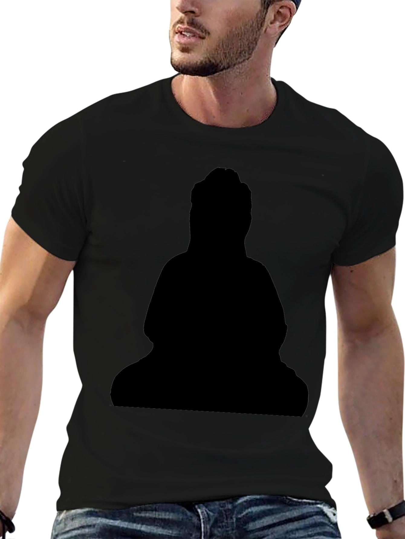 Black Buddha Silhouette T-Shirt - Classic Style