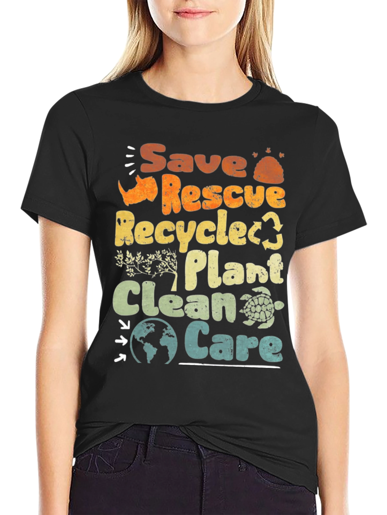Eco-Friendly Save Rescue Recycle Graphic T-Shirt