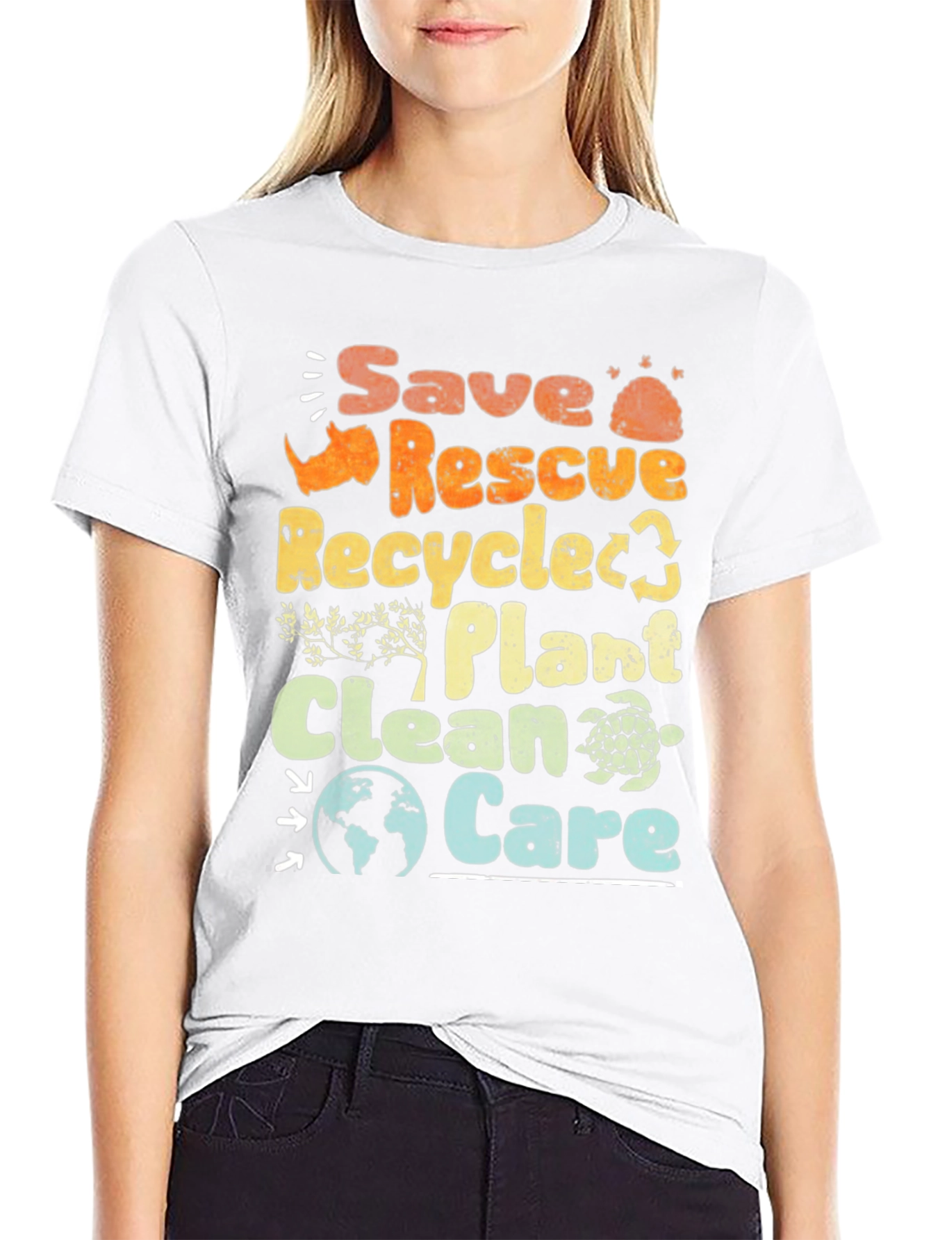 Eco-Friendly Save Rescue Recycle Graphic T-Shirt