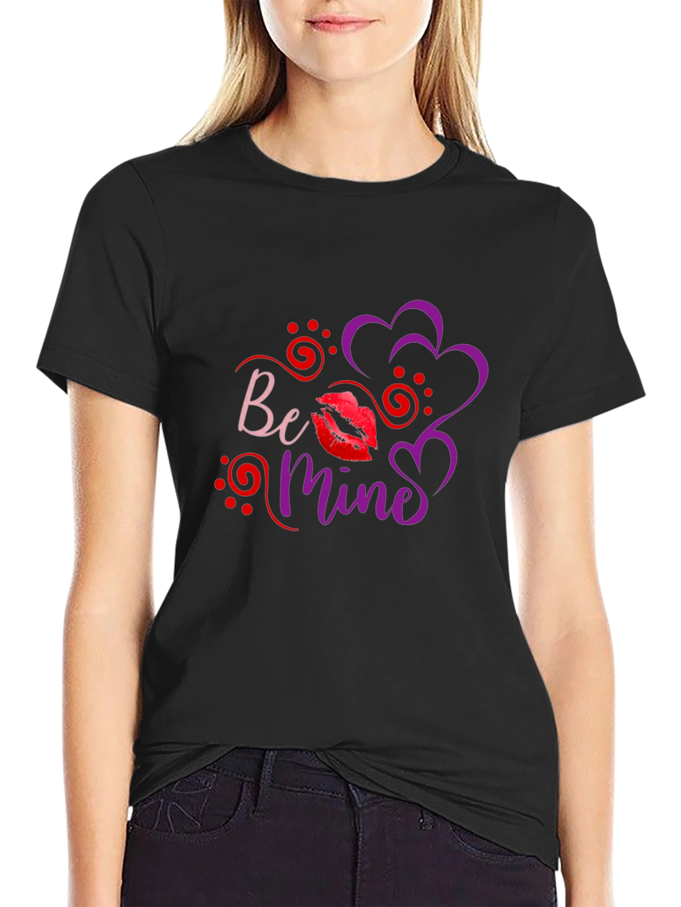 Be Mine Valentines Day Black T-Shirt