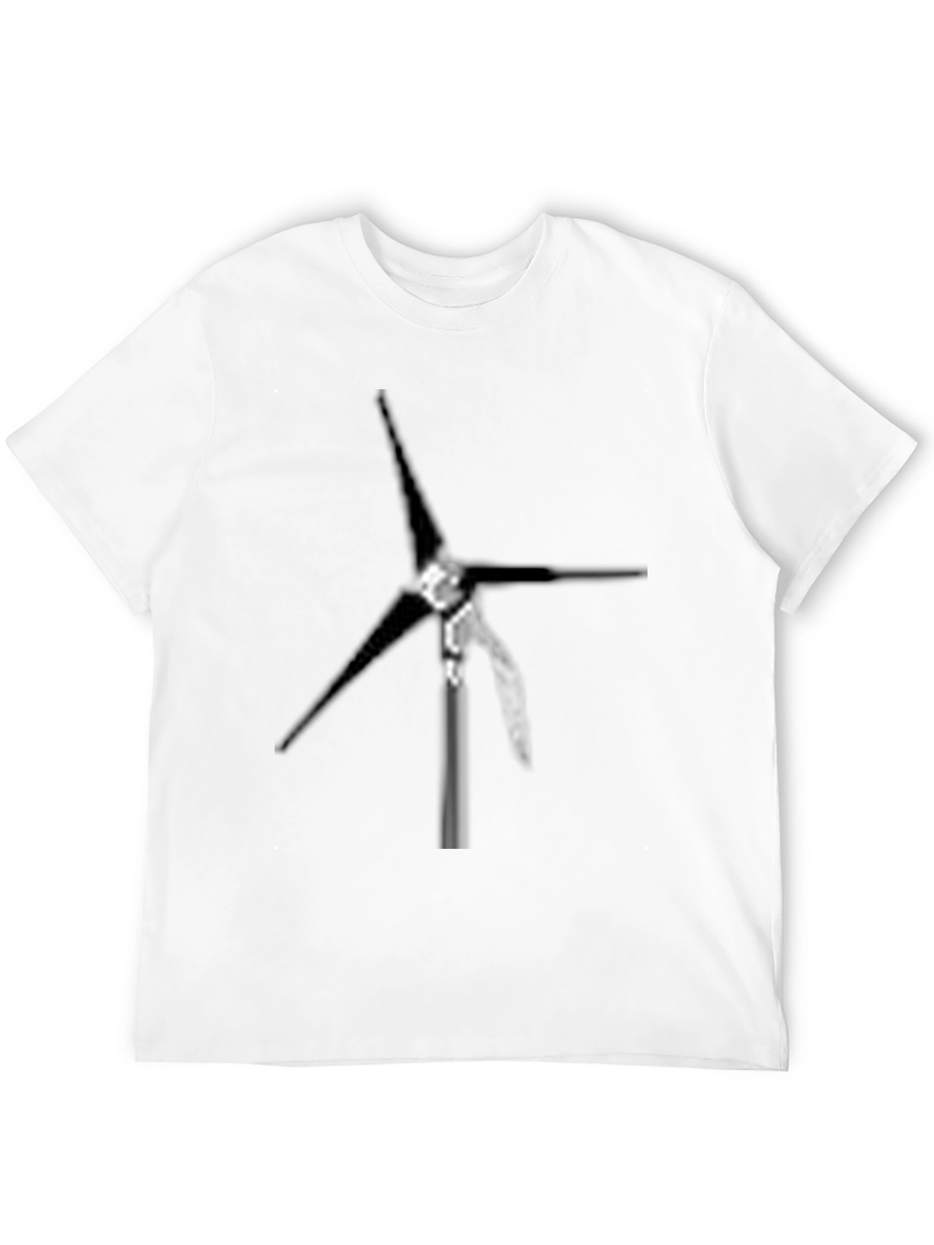 Mens Black Wind Turbine Graphic T-Shirt