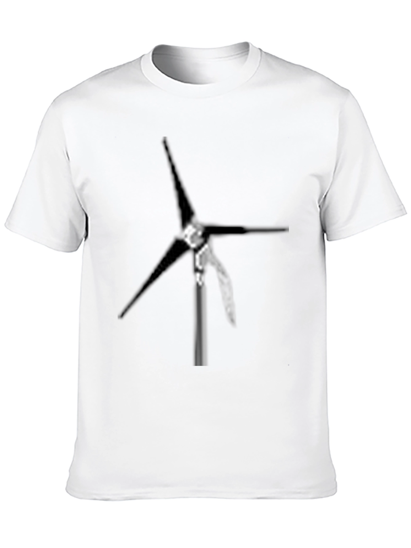 Mens Black Wind Turbine Graphic T-Shirt