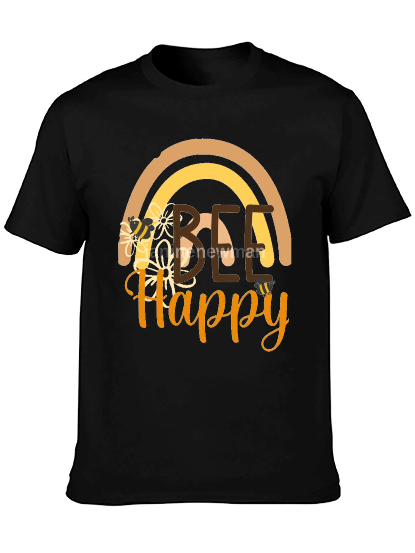Bee Happy T-Shirt: Rainbow Floral Positive Vibes