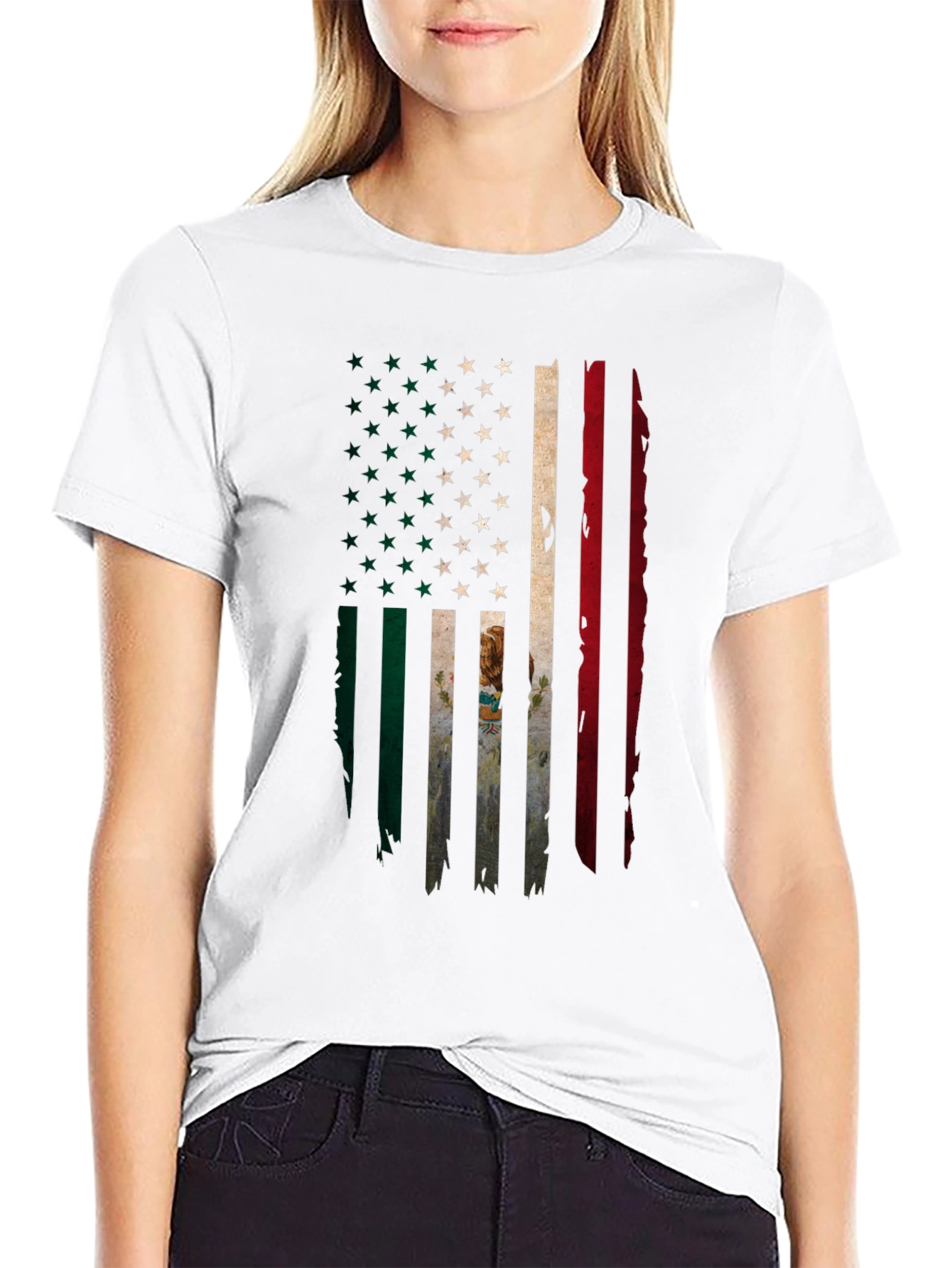 USA Mexico Flag Graphic T-Shirt