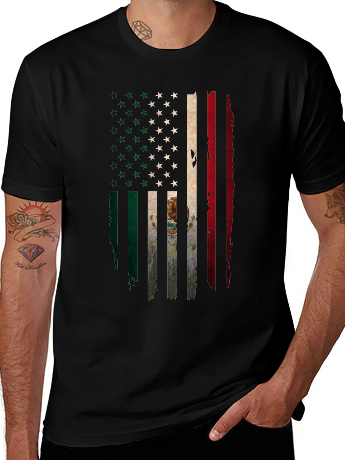 USA Mexico Flag Graphic T-Shirt
