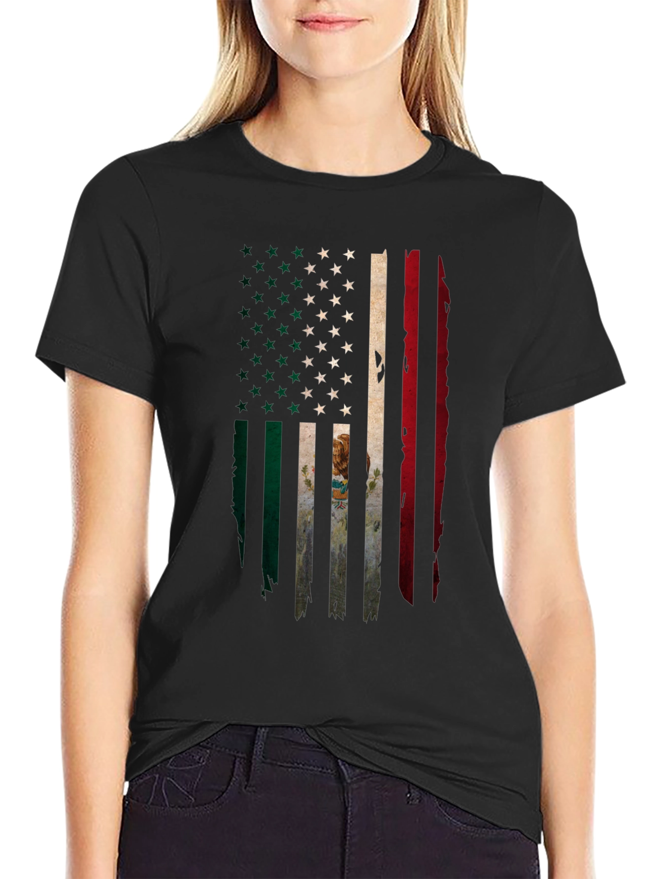 USA Mexico Flag Graphic T-Shirt