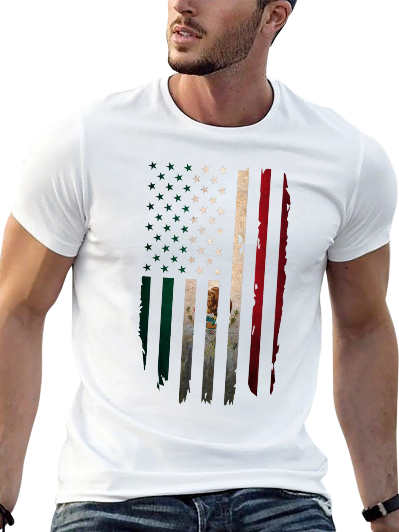USA Mexico Flag Graphic T-Shirt