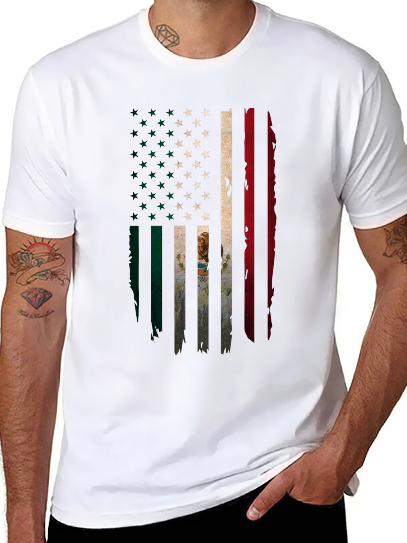 USA Mexico Flag Graphic T-Shirt
