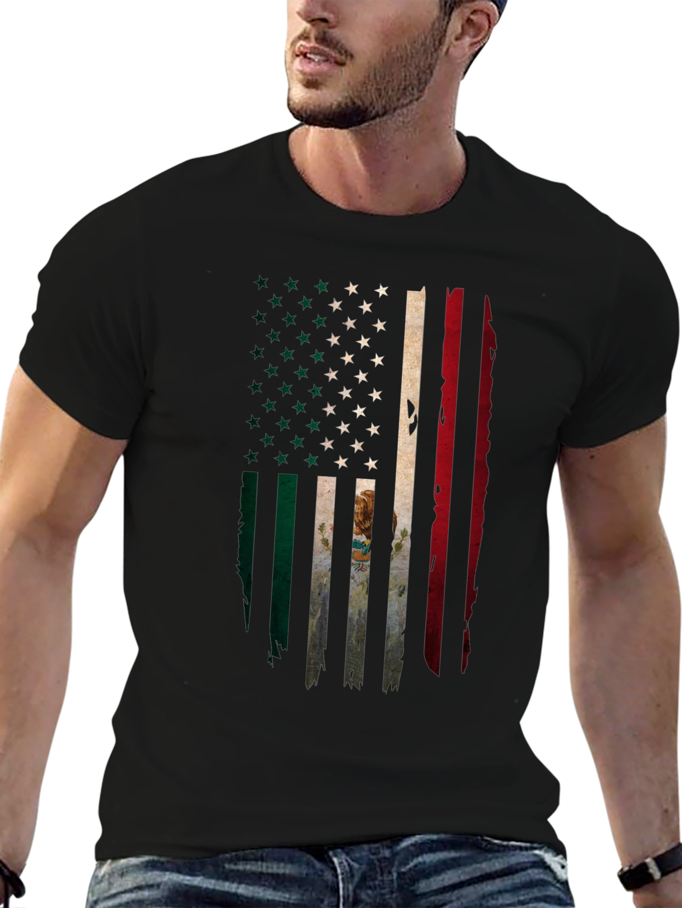 USA Mexico Flag Graphic T-Shirt