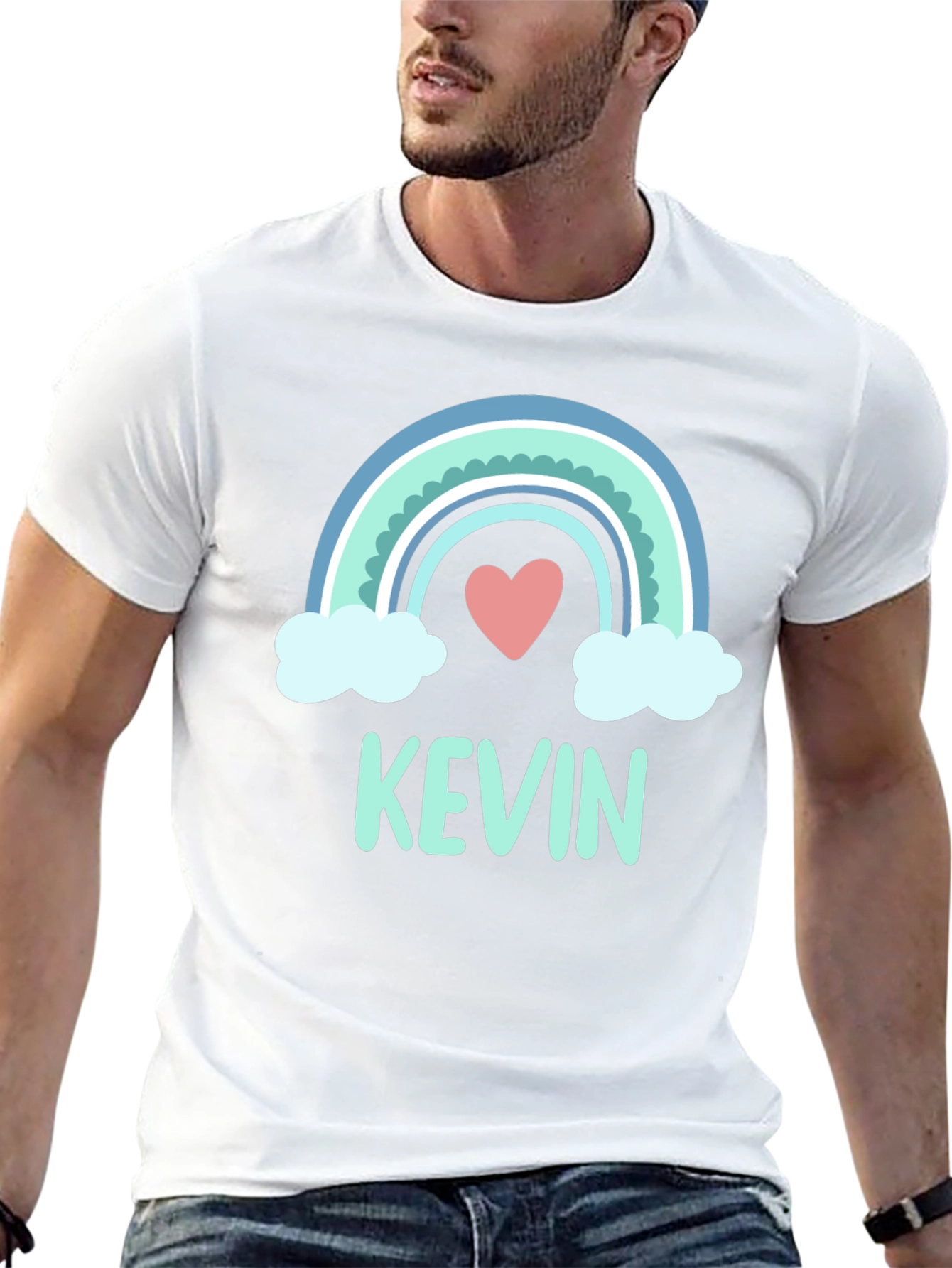 Personalized Kevin Rainbow Heart T-Shirt