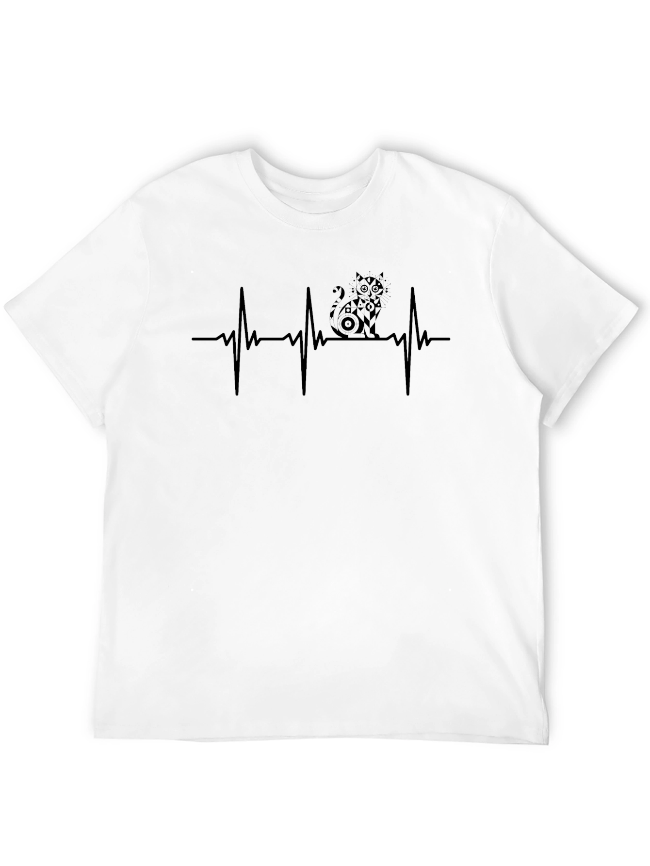 Cat Heartbeat T-Shirt - Black Tee