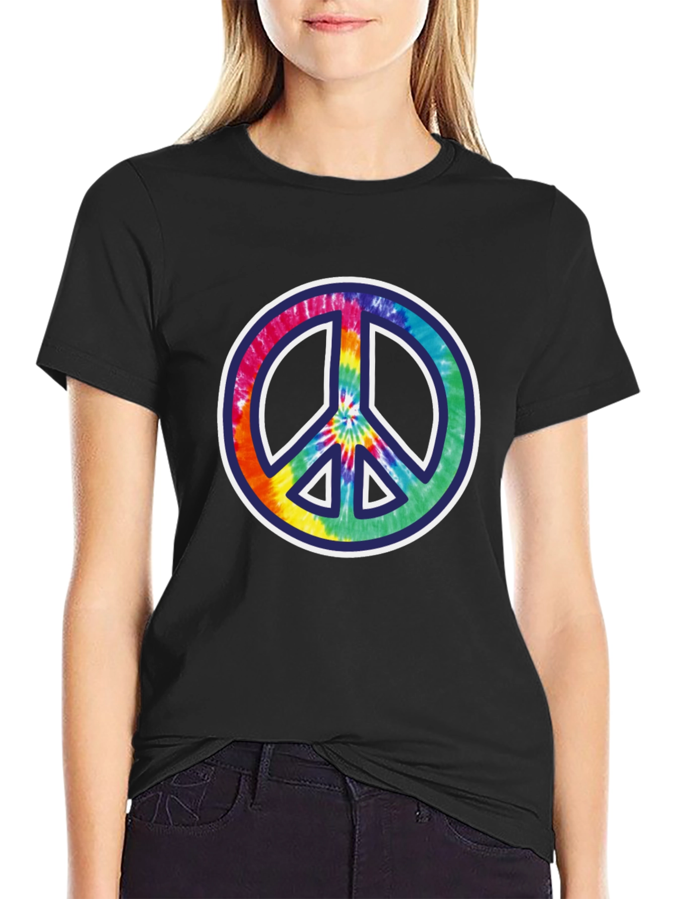 Tie-Dye Peace Sign Black T-Shirt