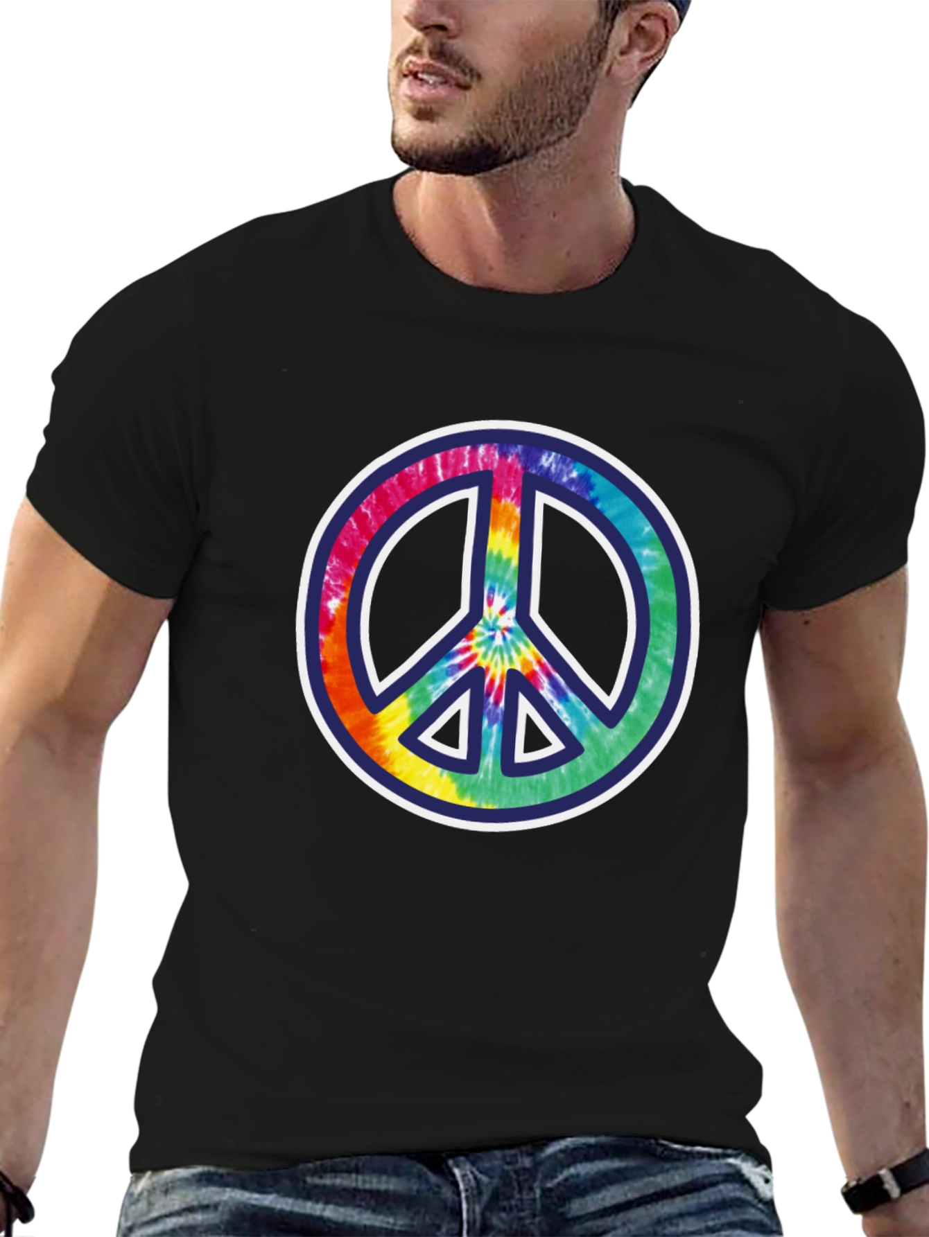 Tie-Dye Peace Sign Black T-Shirt