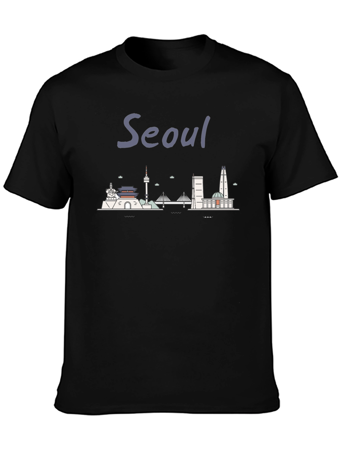 Seoul Skyline Black T-Shirt - Cityscape Tee