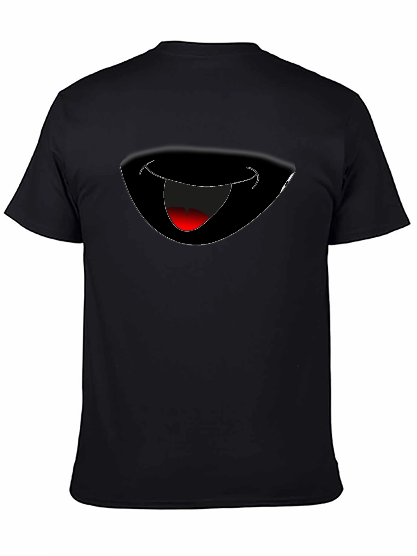 Funny Grinning Mouth Graphic Black T-Shirt