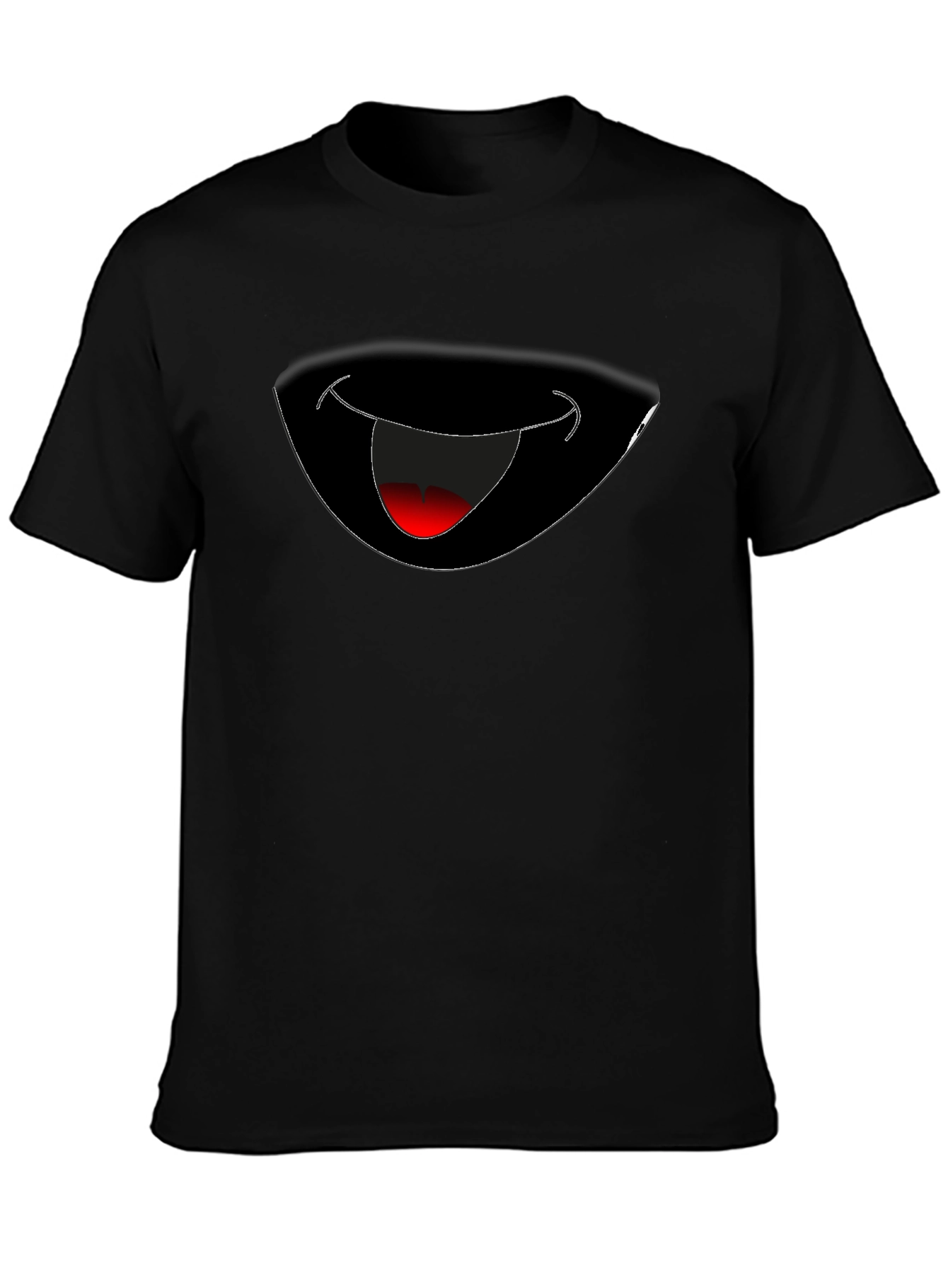 Funny Grinning Mouth Graphic Black T-Shirt