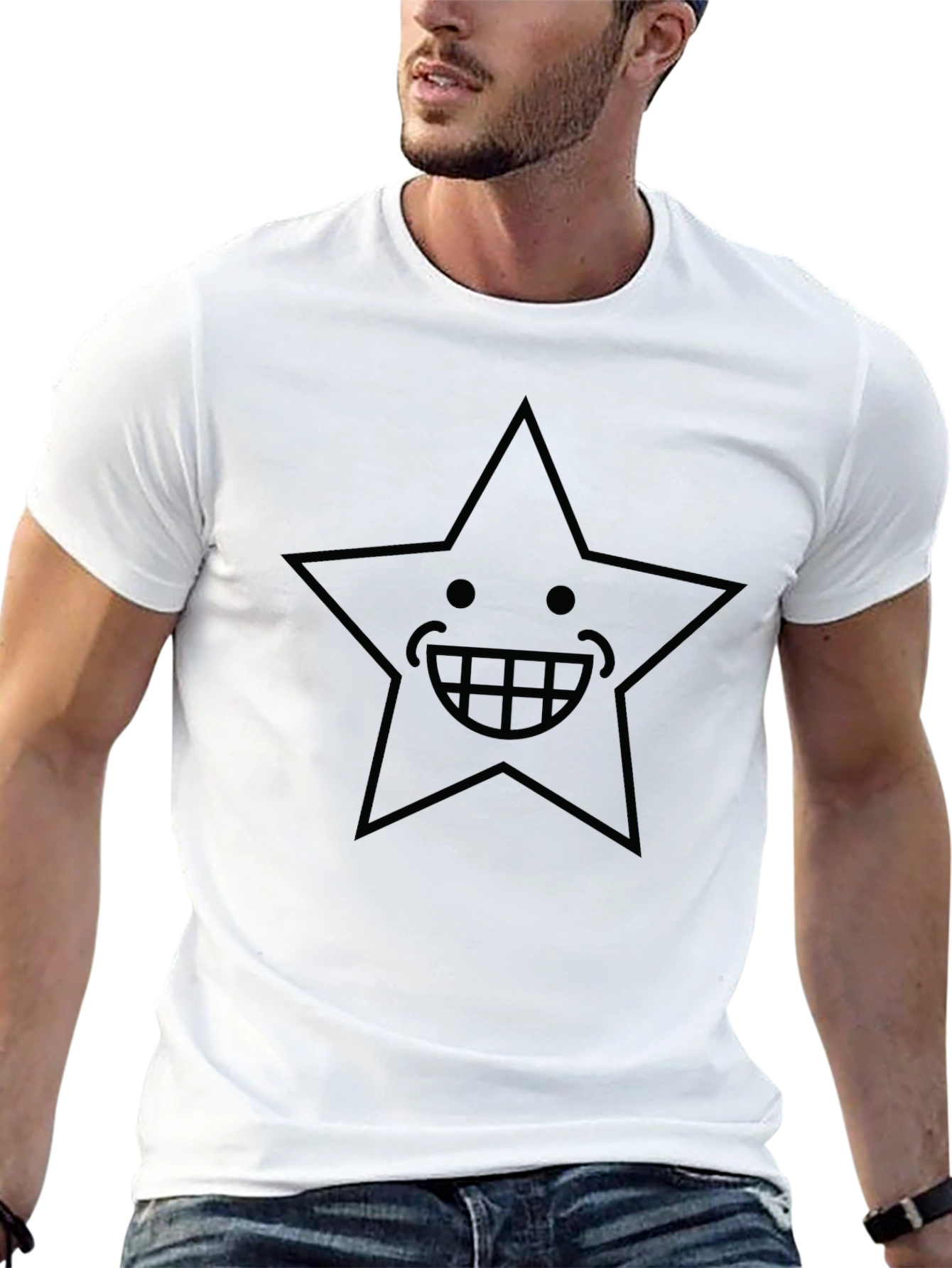 Star Face Graphic Black T-Shirt