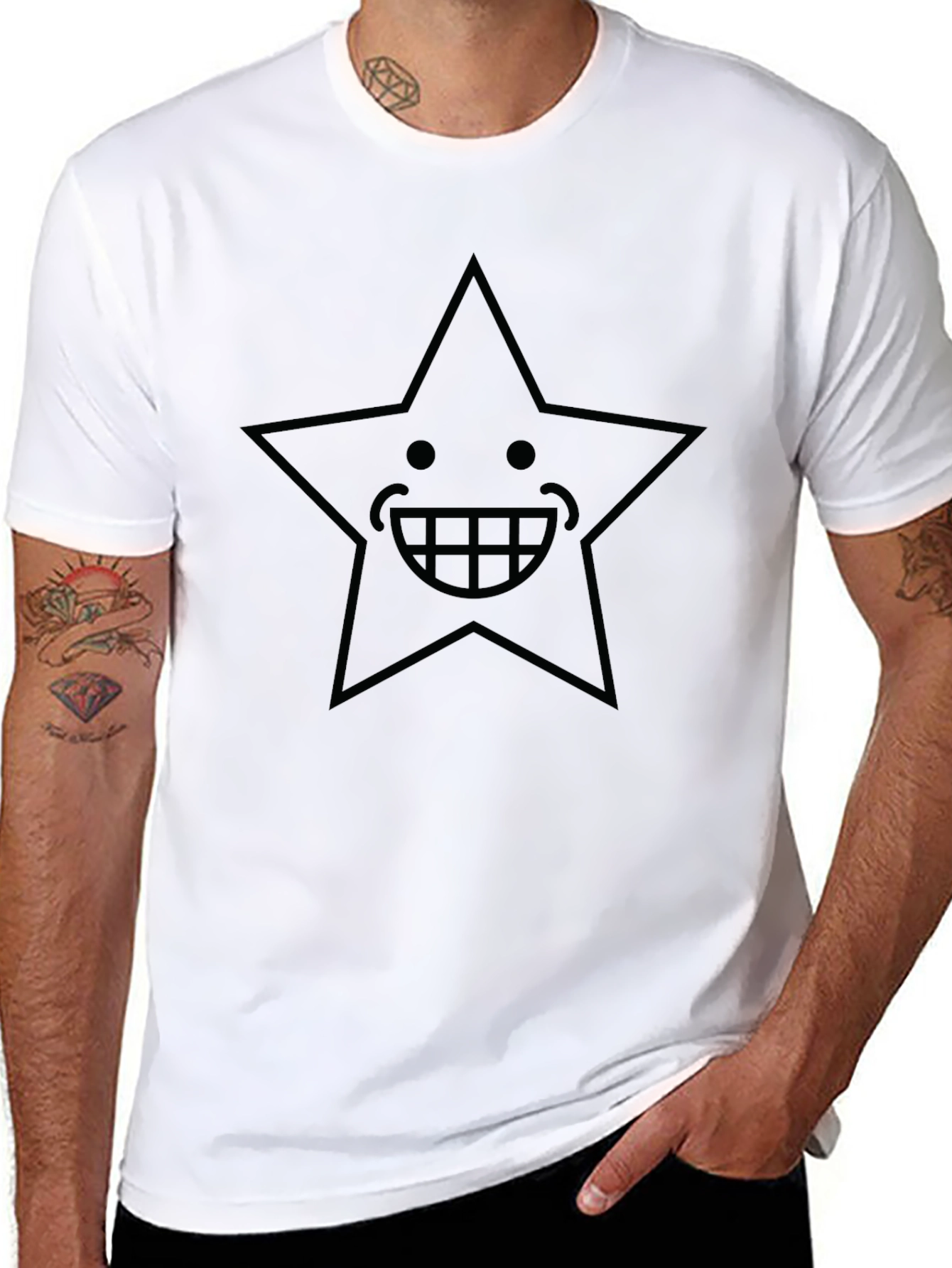 Star Face Graphic Black T-Shirt