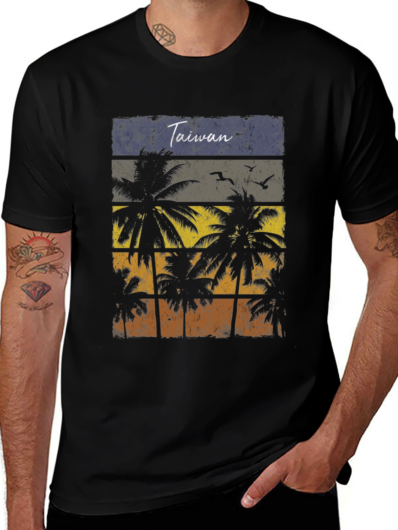 Taiwan Palm Tree Sunset T-Shirt