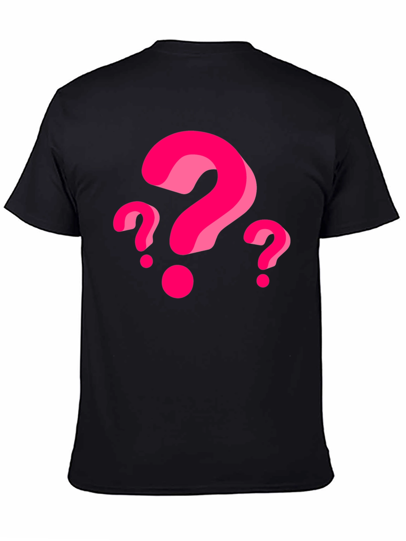 Mens Black T-Shirt with Pink Question Marks