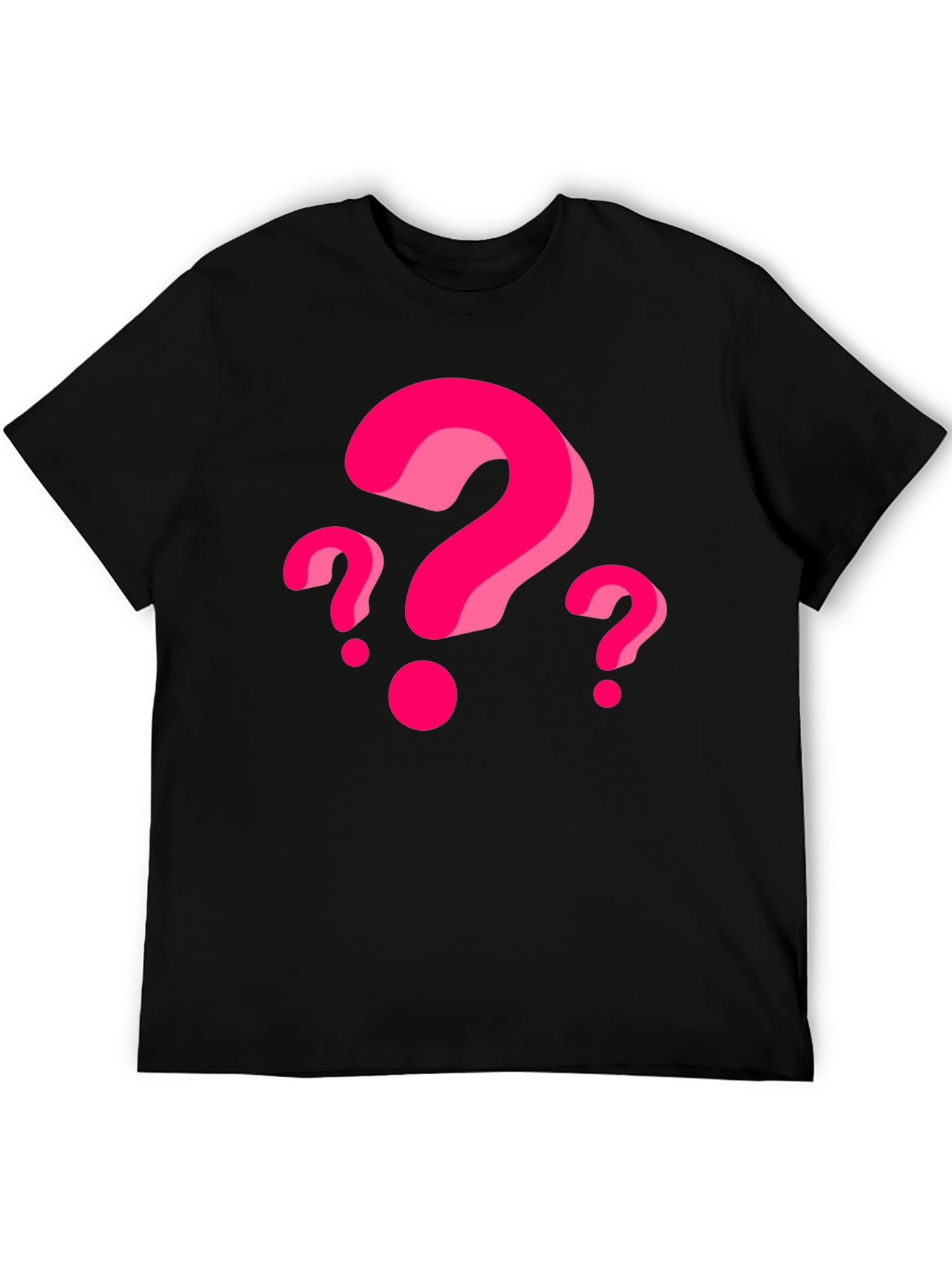 Mens Black T-Shirt with Pink Question Marks