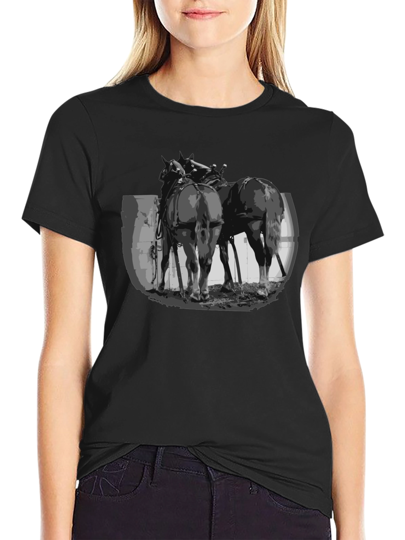 Black Rodeo Horses Graphic Tee