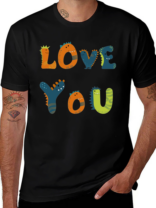 Dinosaur Love You Graphic Tee - Black
