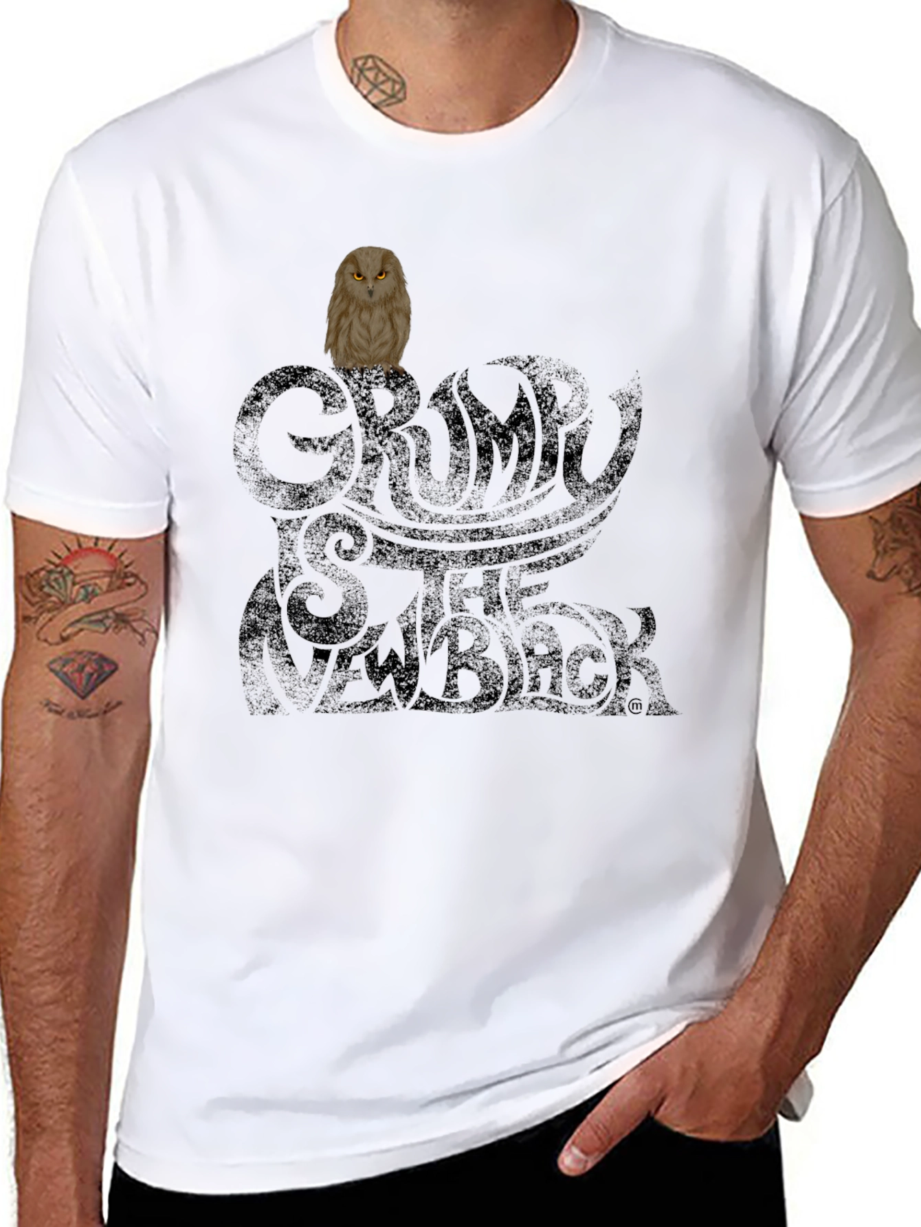 Grumpy Owl Black T-Shirt - Trendy & Unique