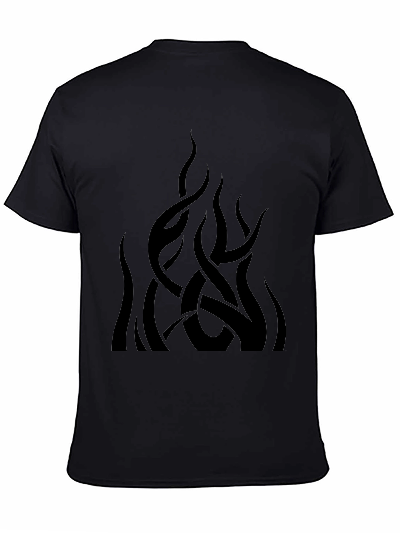 Mens Black Graphic Tee - Abstract Flame Design