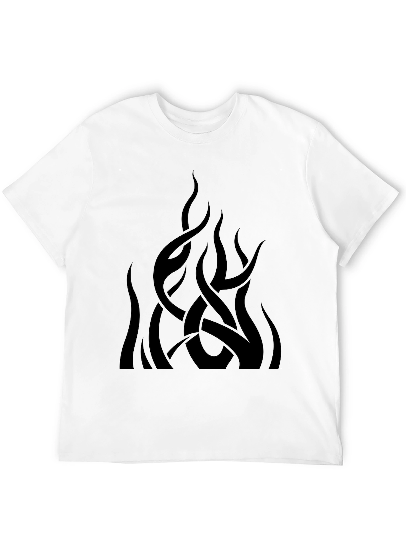 Mens Black Graphic Tee - Abstract Flame Design