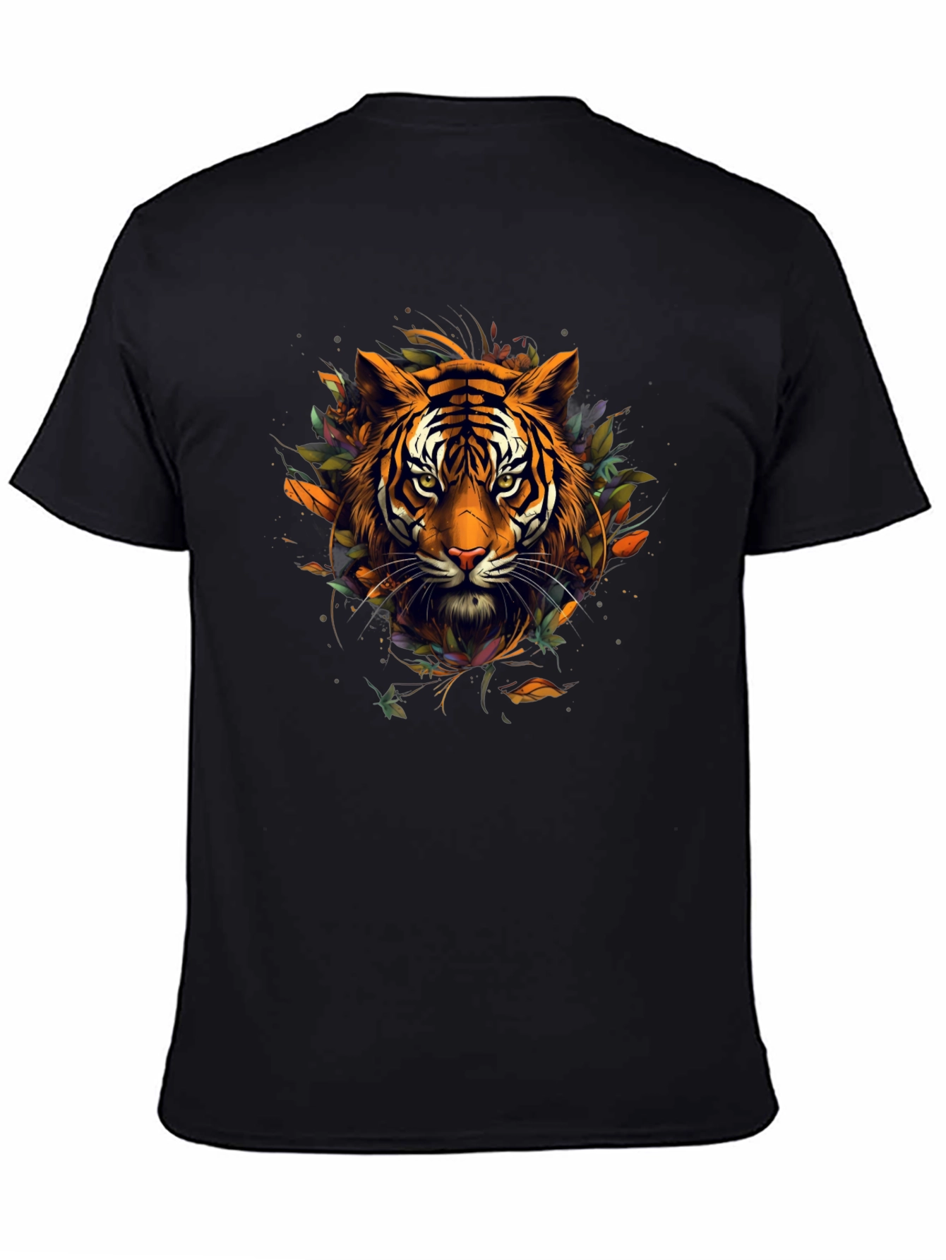 Tiger Graphic Tee - Artistic Feline Design Black T-Shirt