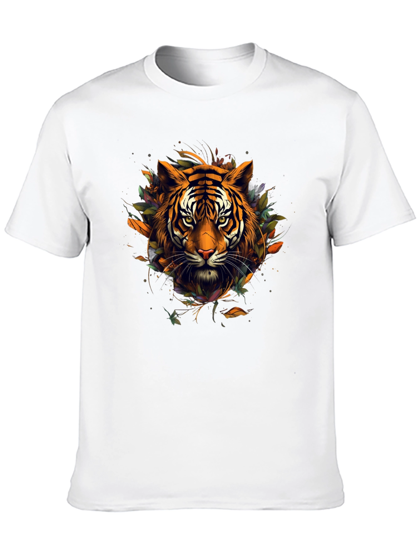 Tiger Graphic Tee - Artistic Feline Design Black T-Shirt