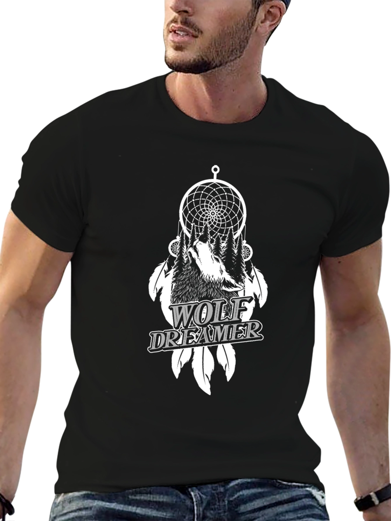 Wolf Dreamer Graphic T-Shirt - Black