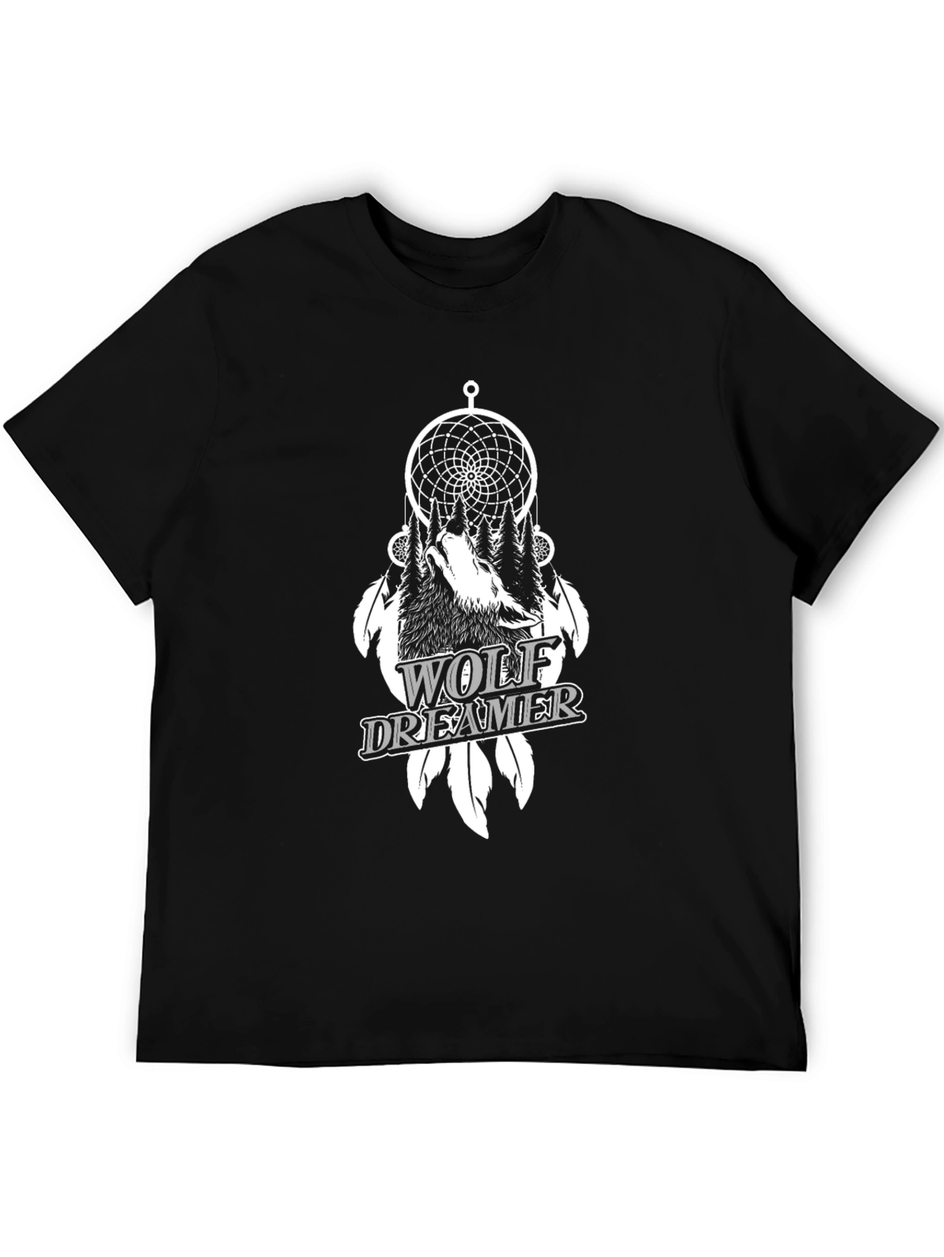 Wolf Dreamer Graphic T-Shirt - Black
