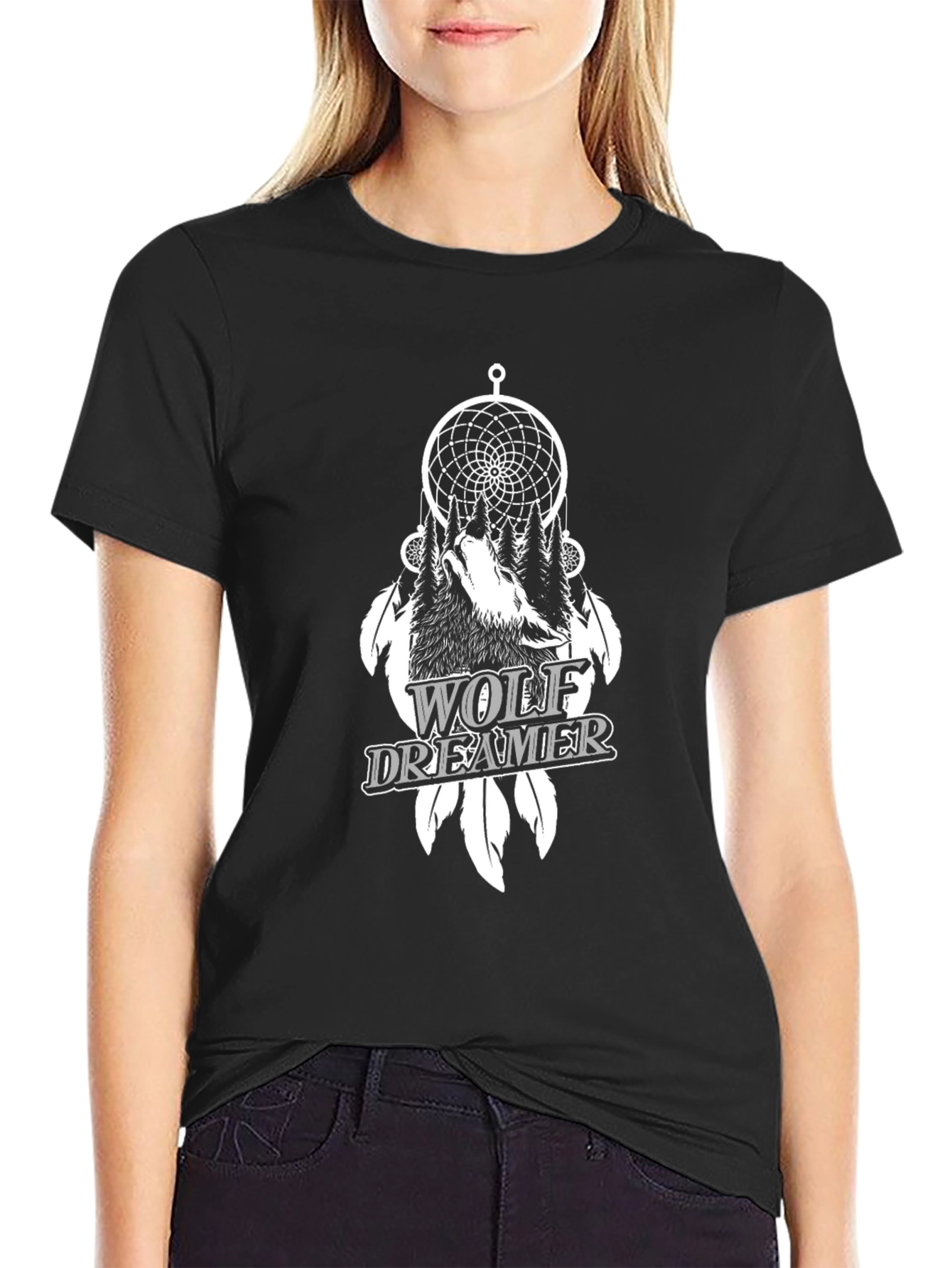 Wolf Dreamer Graphic T-Shirt - Black