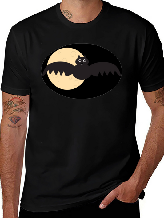 Bat & Moon Graphic Tee - Mens Black T-Shirt