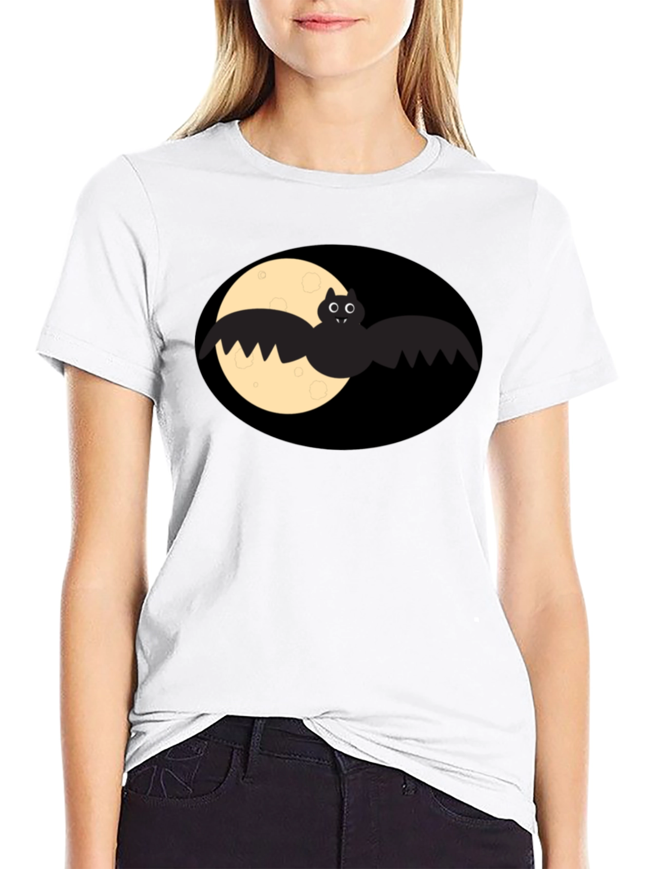 Bat & Moon Graphic Tee - Mens Black T-Shirt