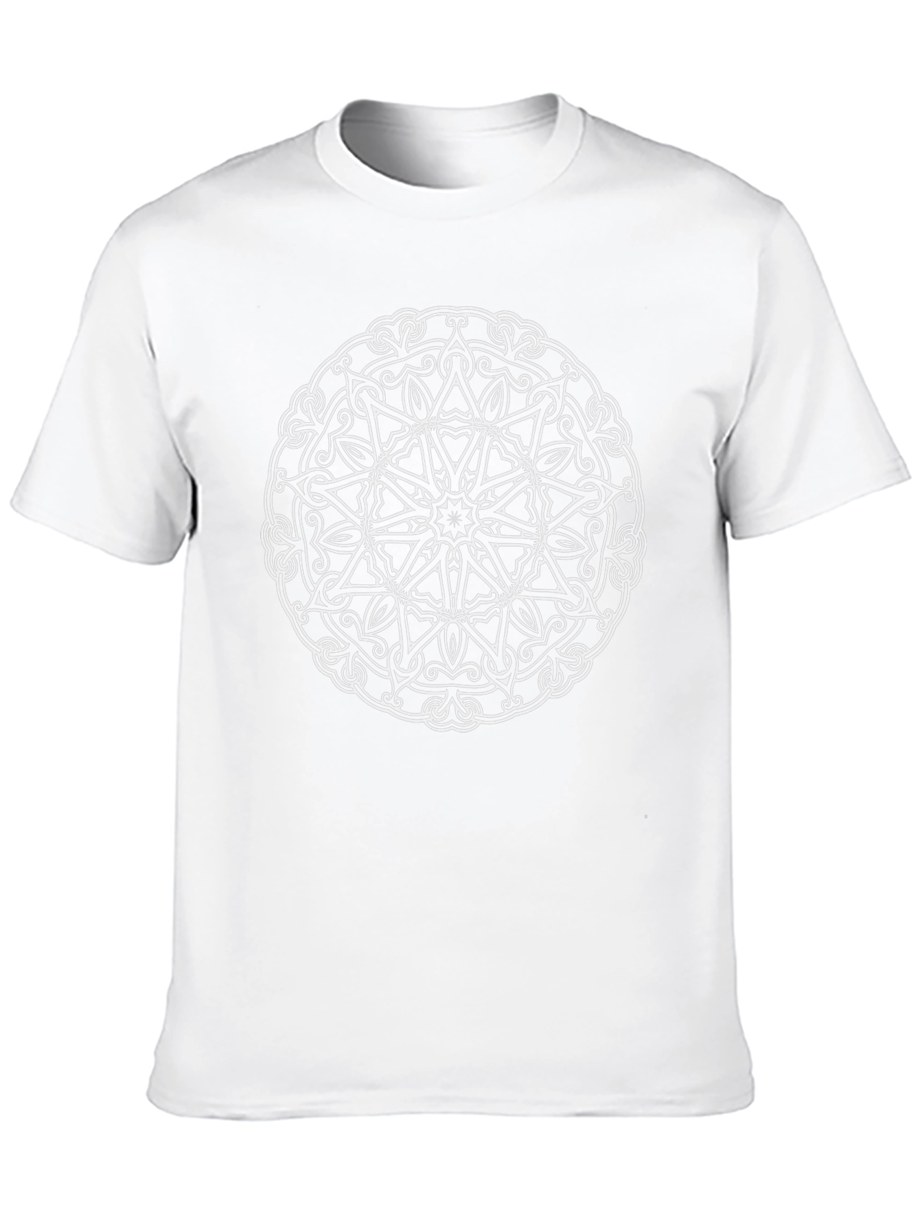 Black Tee with White Mandala Design