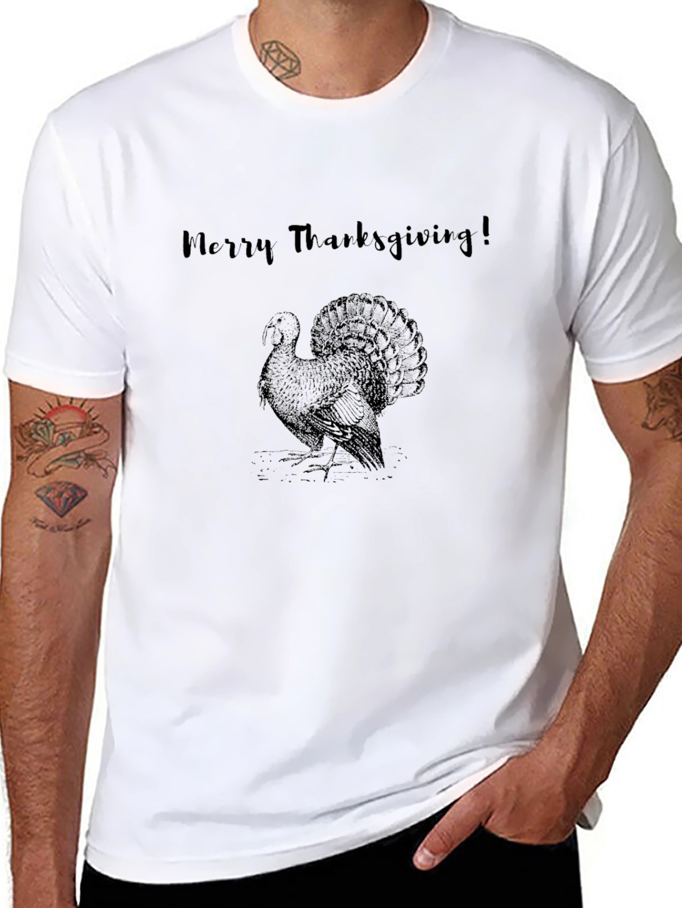 Merry Thanksgiving Turkey Graphic T-Shirt
