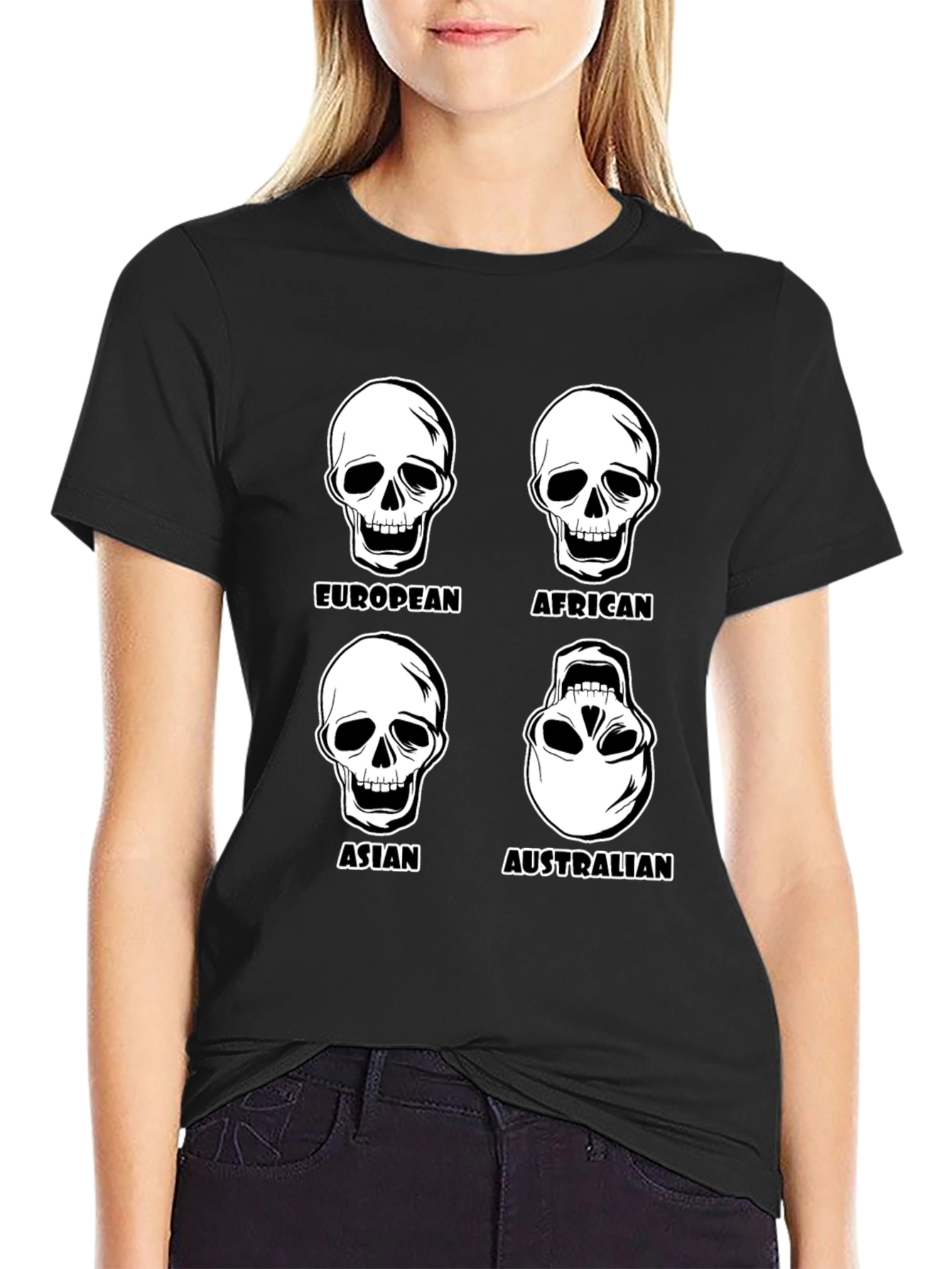 Racial Skull T-Shirt - Black Graphic Tee
