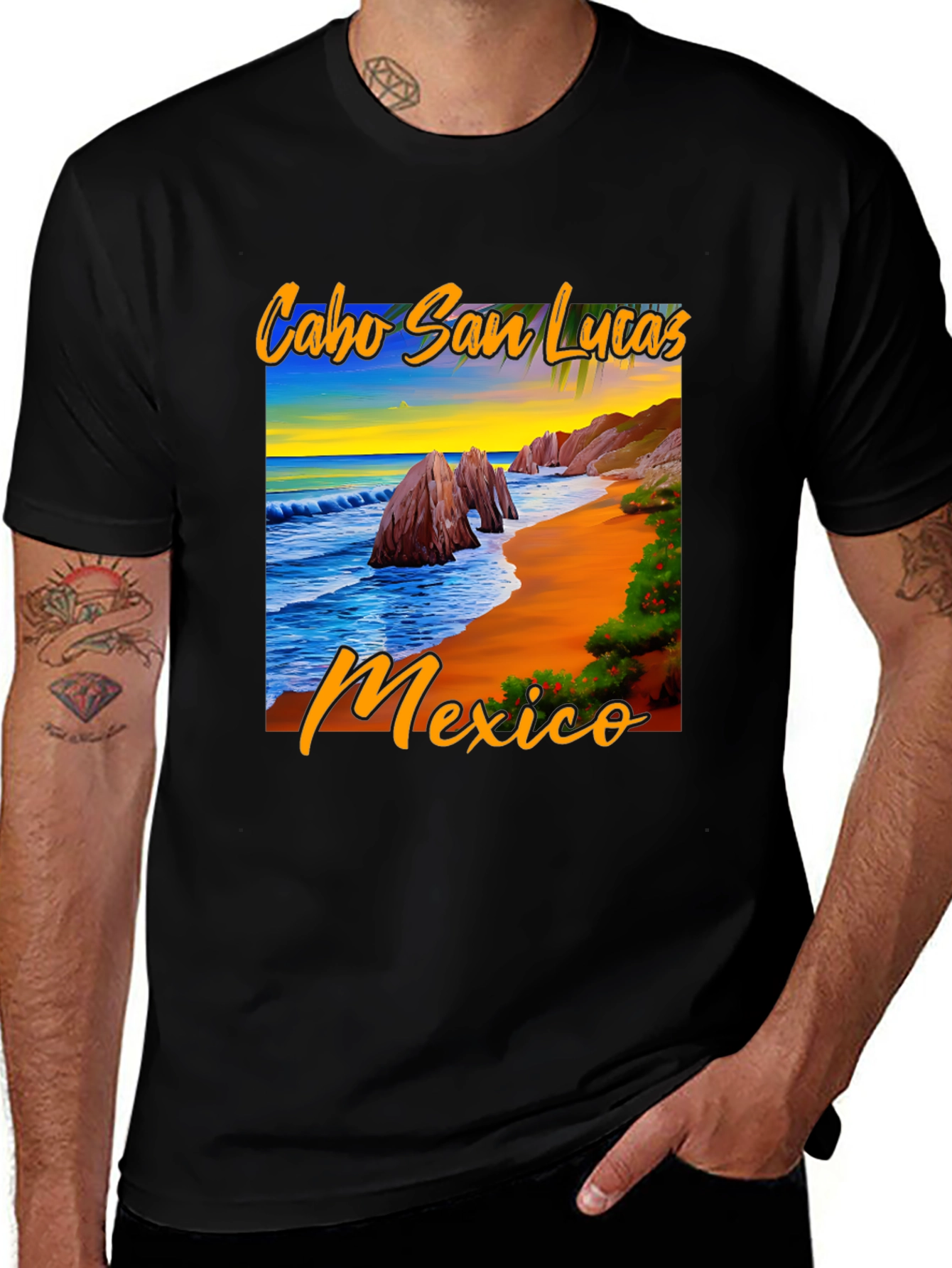 Cabo San Lucas Mexico Graphic Tee - Black