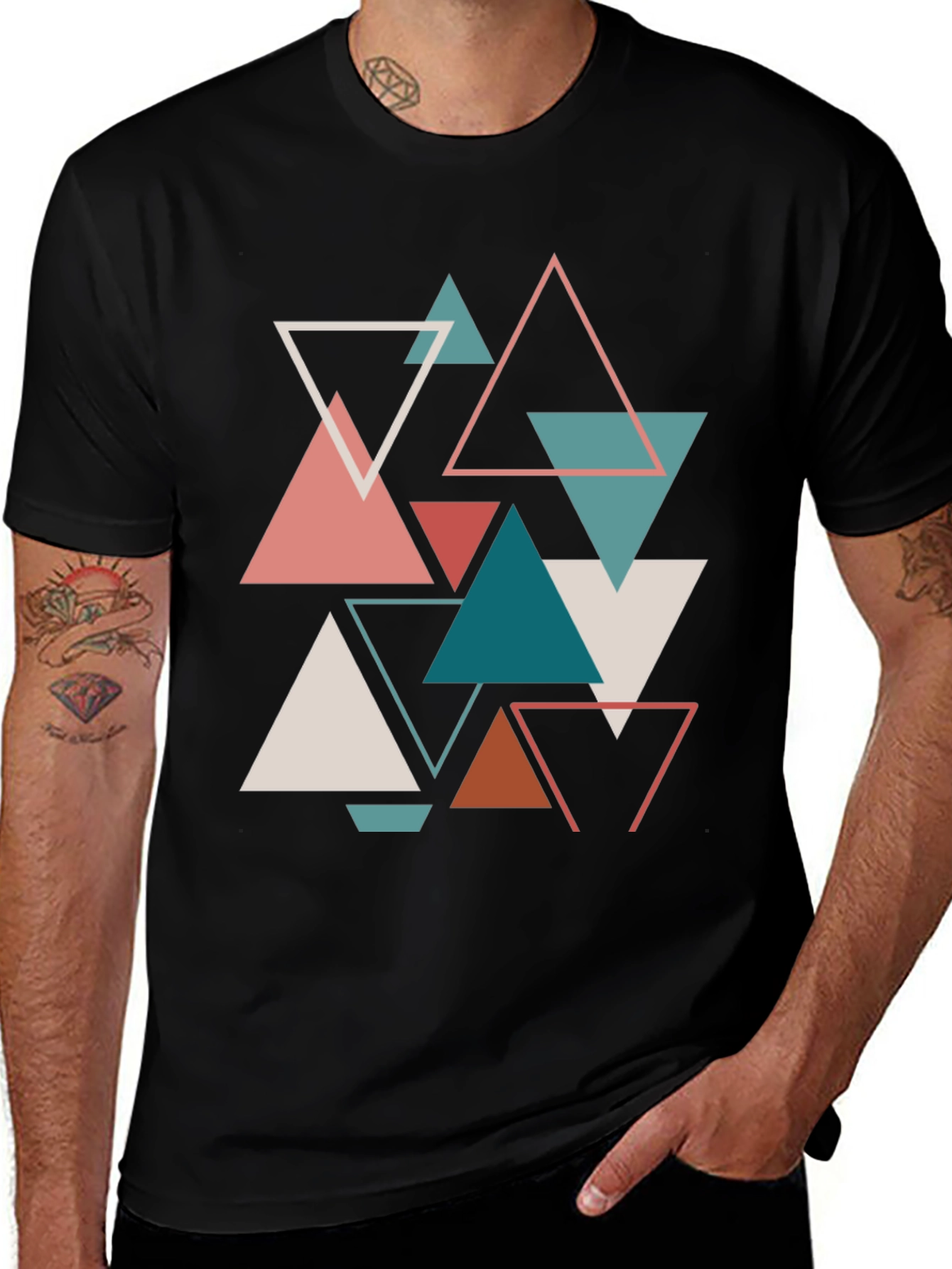Abstract Geometric Triangle Pattern Graphic Tee