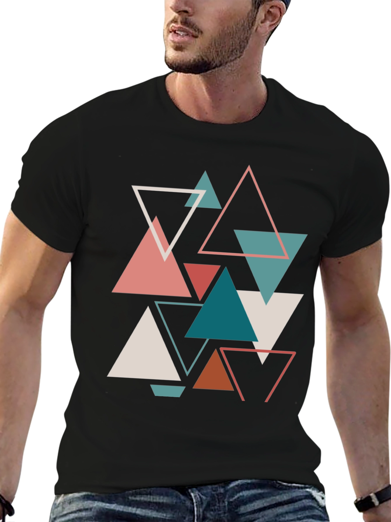 Abstract Geometric Triangle Pattern Graphic Tee