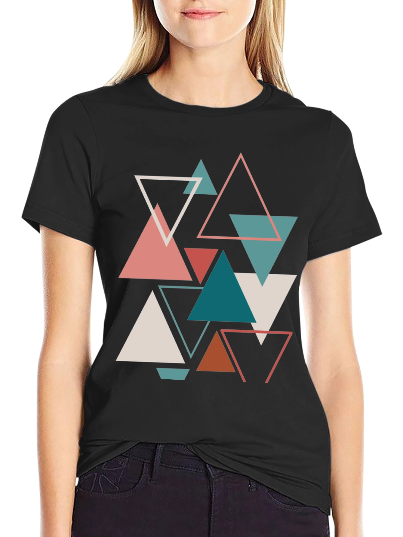 Abstract Geometric Triangle Pattern Graphic Tee
