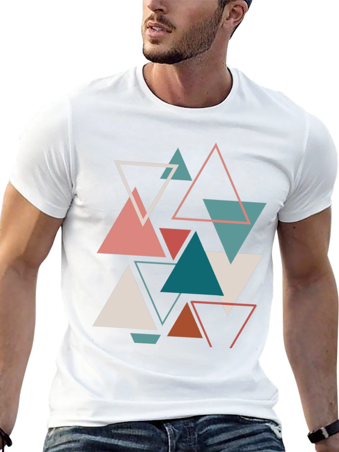 Abstract Geometric Triangle Pattern Graphic Tee